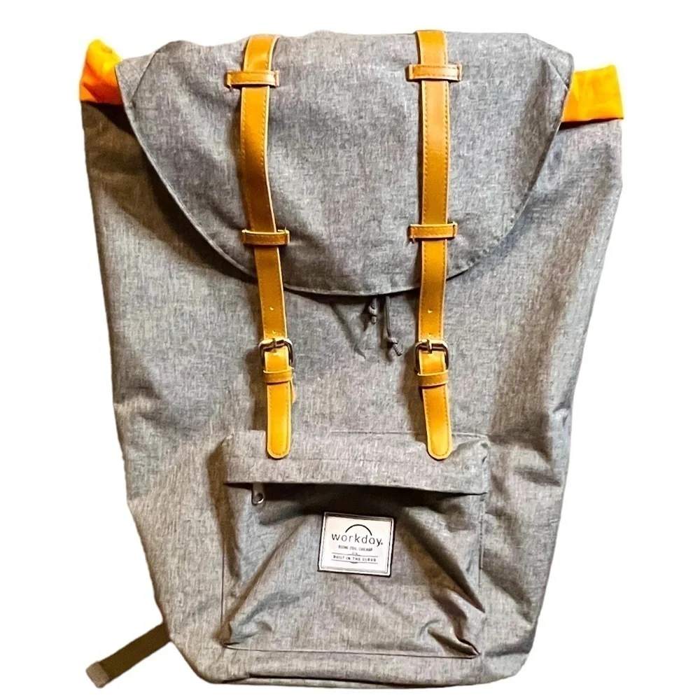 Workday Computer Work Backpack Gray Orange
